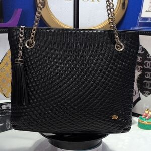 Vintage Bally Quilted Lambskin Leather Shoulder Bag With Gold Chain Straps